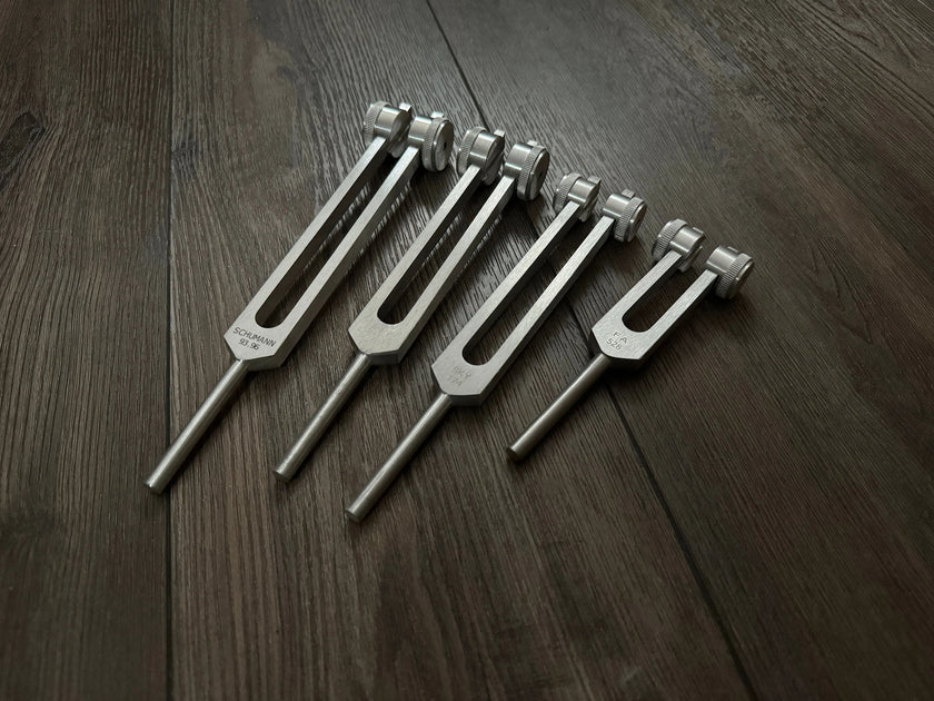 RV Medics' Wellness Trio 528 Hz, 174 Hz, and Schumann 93.96 Hz Tuning Fork Set - Attenuator Handle Extensions with 10mm Crystal
