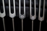 RV Medics' Professionally Tuned .25 Secret Solfeggio - Classic 9pc Set - Limited Edition Gray, Chakra Printed Engrams, Biofield,