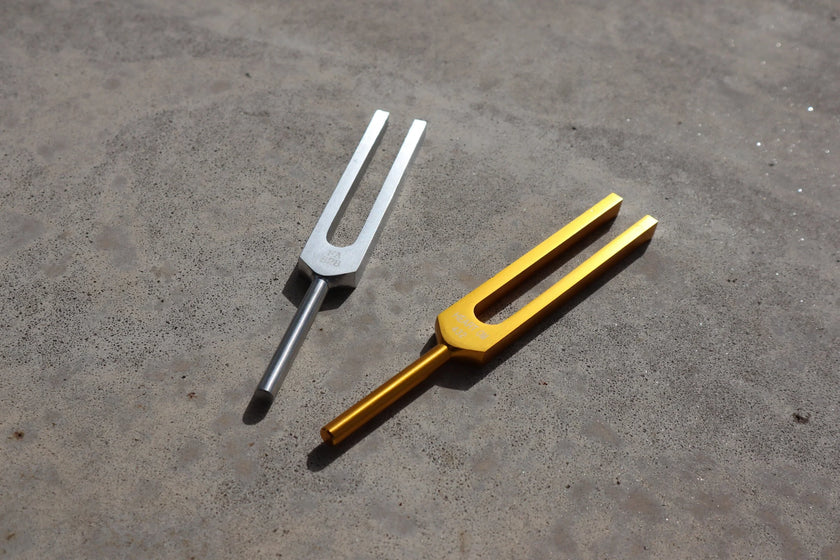 432 Hz and 528 Hz Silver And Gold Unweighted Tuning Forks for Vibration