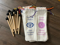 RV Medics' Professionally Tuned .25 9pc Chakra Silver Tuning Forks with 10pc Crystal Massage Attenuator Set - Biofield Tune