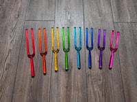 RV Medics' 8pc Color Crystal Tuning Fork Set - 10mm - Notes CDEFGABC5, Crystal Vibration, Biofield, Premium Vibration