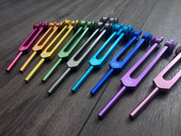 RV Medics' Professionally Tuned .25 9pc Chakra Tuning Forks - Earth Star Chakra through Crown Chakra - Biofield, Sound Vibration