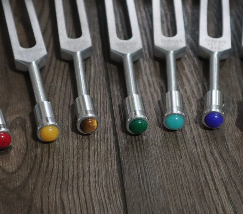 Gemstone Attenuator 7pc Set - Silver - Root, Sacral, Solar Plexus, Heart, Throat, Third Eye, Crown, Allen Wrench Included