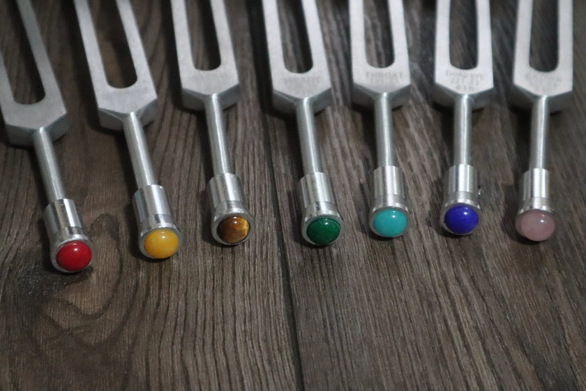 Gemstone Attenuator 7pc Set - Silver - Root, Sacral, Solar Plexus, Heart, Throat, Third Eye, Crown, Allen Wrench Included