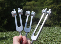 3pc Gold or Silver Weighted Tuning Fork Set - 174 Hz, 432 Hz, and 528 Hz, Solfeggio, Love Frequencies, Sound Healing, Energy Healing