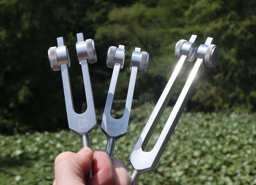 3pc Gold or Silver Weighted Tuning Fork Set - 174 Hz, 432 Hz, and 528 Hz, Solfeggio, Love Frequencies, Sound Healing, Energy Healing