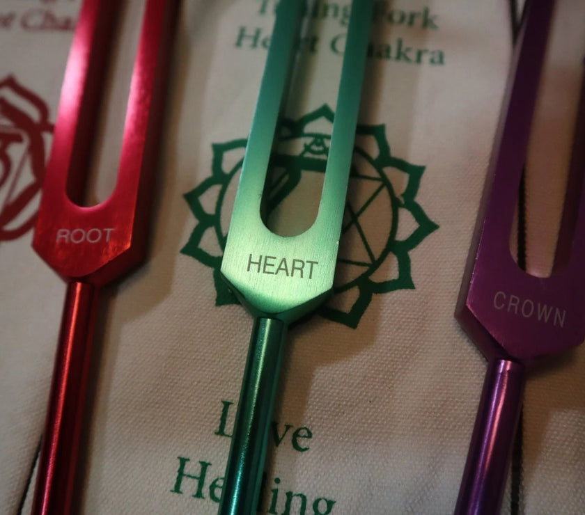 3pc Infinity Chakras Tuning Fork Set - Root, Heart, Crown Chakras, Weighted, Meditation, Regeneration, Sound Baths, Bio-field Therapy (Copy)