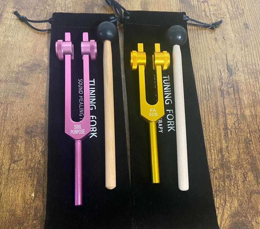 Merkaba Soul Purpose Gold Solfeggio Tuning Fork Set - 272.2 Hz + 528 Hz