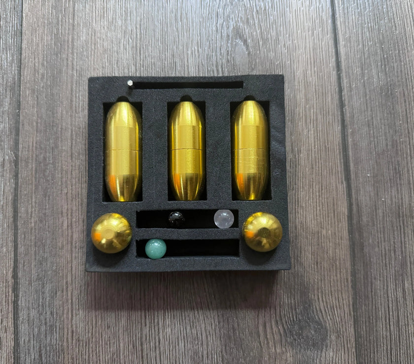 Attenuator Kit - Crystal Massage Attenuator Handle for Tuning Forks - Rose Quartz, Black Onyx - Meridian Lines, Massage, Biofield