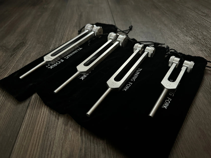 RV Medics' Wellness Trio 528 Hz, 174 Hz, and Schumann 93.96 Hz Tuning Fork Set - Attenuator Handle Extensions with 10mm Crystal