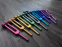 RV Medics' Professionally Tuned .25 9pc Chakra Tuning Forks - Earth Star Chakra through Crown Chakra - Biofield, Sound Vibration