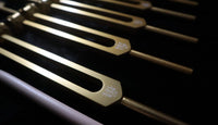 RV Medics' 9pc Solfeggio Weighted Tuning Fork Set - Professionally Tuned .25 - Gold, 528Hz, Bio-field, Bag, Striker