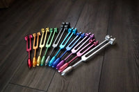 RV Medics' Professionally Tuned .25 9pc Chakra Tuning Forks with 10pc Crystal Massage Attenuator Set - Biofield, Sound Vibration