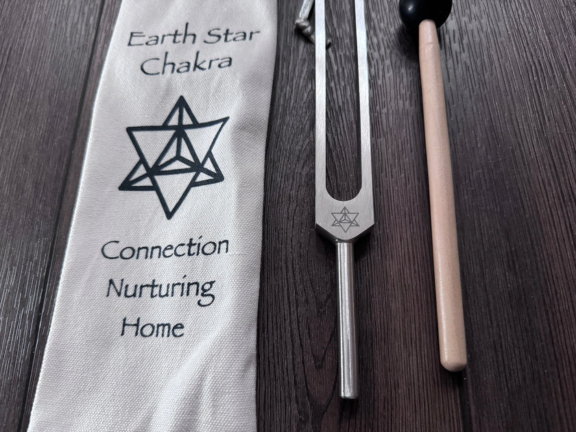 RV Medics' Unweighted Earth Star 68.05 Hz Tuning Fork - Vibration, Grounding, Biofield - Attenuator Handle Extender with 10mm Crystal