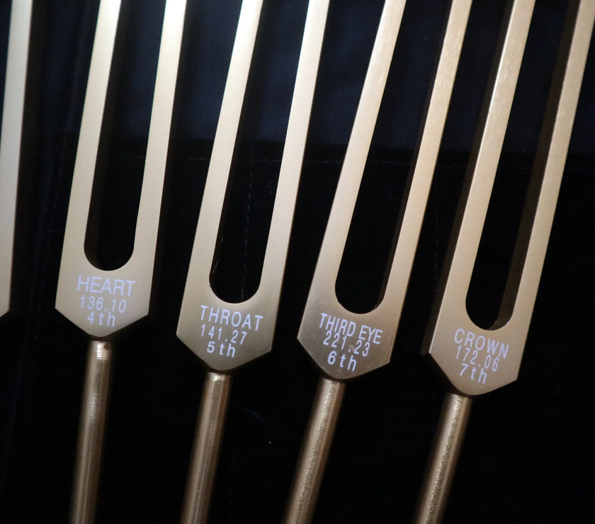 7pc Chakra Tuning Fork Set - Professionally Tuned .25 Hz - Unweighted, Root, Sacral, Solar Plexus, Heart, Throat, Third Eye, Crown Chakras