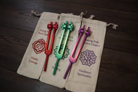 3pc Infinity Chakras Tuning Fork Set - Root, Heart, Crown Chakras, Weighted, Meditation, Regeneration, Sound Baths, Bio-field Therapy (Copy)