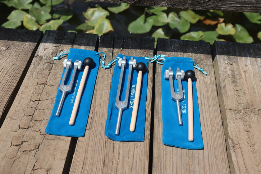 3pc Gold or Silver Weighted Tuning Fork Set - 174 Hz, 432 Hz, and 528 Hz, Solfeggio, Love Frequencies, Sound Healing, Energy Healing