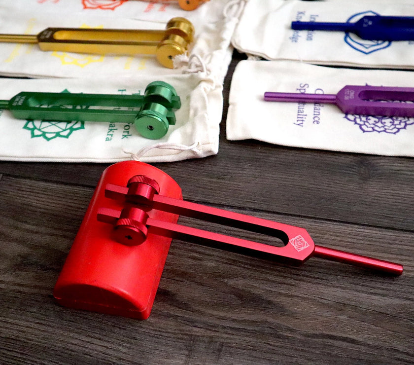 Mantra Tuning Forks - Professionally Tuned .25 - 7pc Chakra Set for Practicing Mantra, Chakra Balancing and Alignment, Sound Vibration