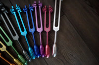 RV Medics' Professionally Tuned .25 9pc Chakra Tuning Forks with 10pc Crystal Massage Attenuator Set - Biofield, Sound Vibration