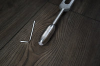 528 Hz Weighted Silver Solfeggio Tuning Fork For Vibration - Attenuator Handle Extender with 10mm Crystal