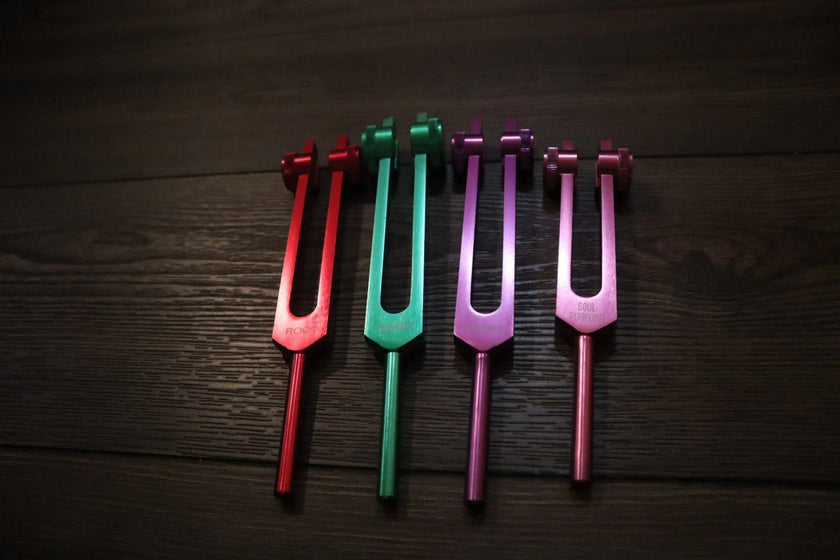 3pc Infinity Chakras Tuning Fork Set - Root, Heart, Crown Chakras, Weighted, Meditation, Regeneration, Sound Baths, Bio-field Therapy (Copy)