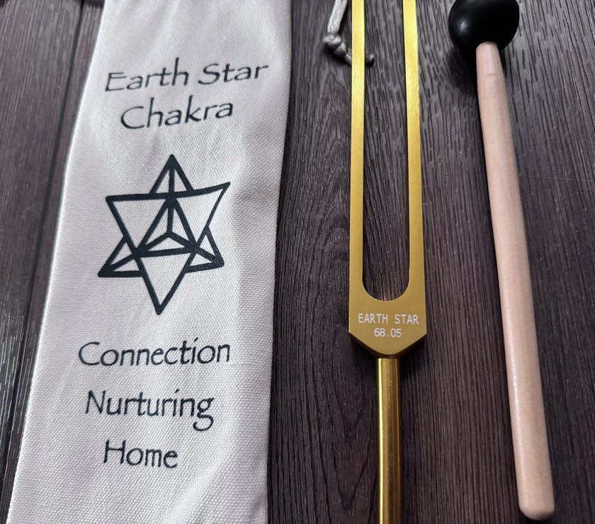 RV Medics' Unweighted Earth Star 68.05 Hz Tuning Fork - Vibration, Grounding, Biofield - Attenuator Handle Extender with 10mm Crystal
