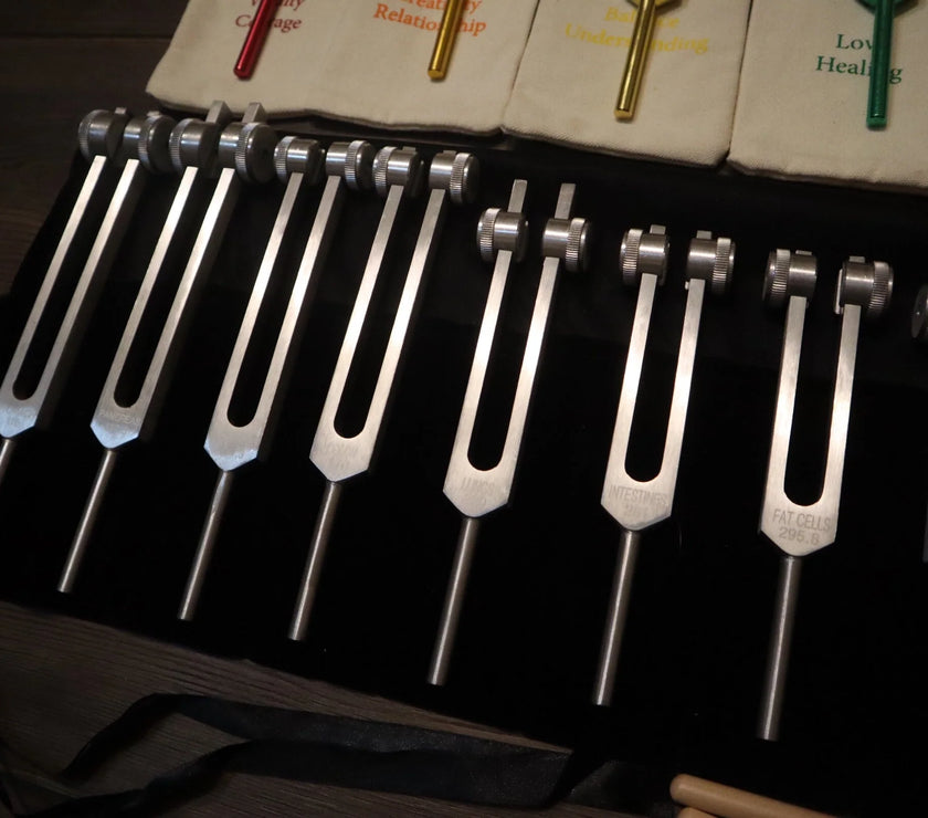 34pc Solfeggio, Human Biology, and Chakra Tuning Fork Kit - Professionally Tuned .25, Bio-field, Vibration