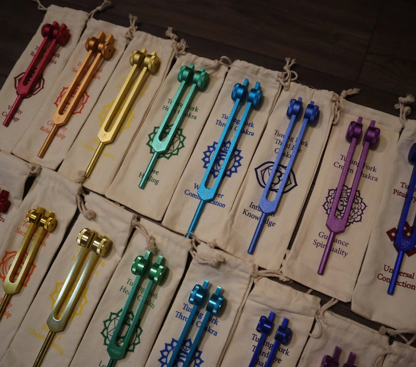 34pc Solfeggio, Human Biology, and Chakra Tuning Fork Kit - Professionally Tuned .25, Bio-field, Vibration