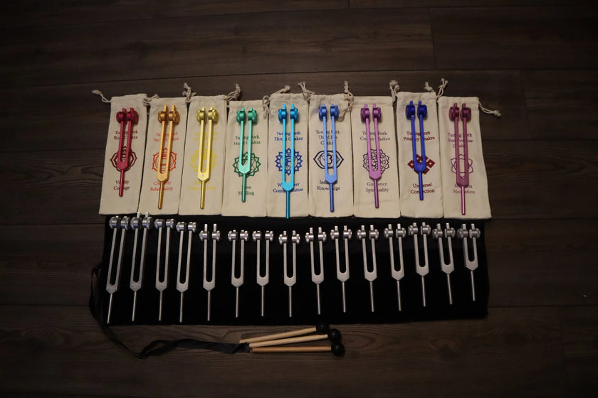 24pc Human Biology And Solfeggio Tuning Forks - Professionally Tuned .25 - Bio-field, Sound Vibration, Vibration