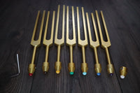 7pc Chakra Tuning Fork Set - Professionally Tuned .25 Hz - Unweighted, Root, Sacral, Solar Plexus, Heart, Throat, Third Eye, Crown Chakras