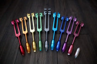 RV Medics' Professionally Tuned .25 9pc Chakra Tuning Forks - Earth Star Chakra through Crown Chakra - Biofield, Sound Vibration