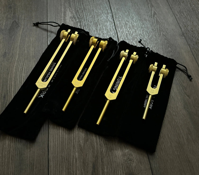 RV Medics' Wellness Trio 528 Hz, 174 Hz, and Schumann 93.96 Hz Tuning Fork Set - Attenuator Handle Extensions with 10mm Crystal