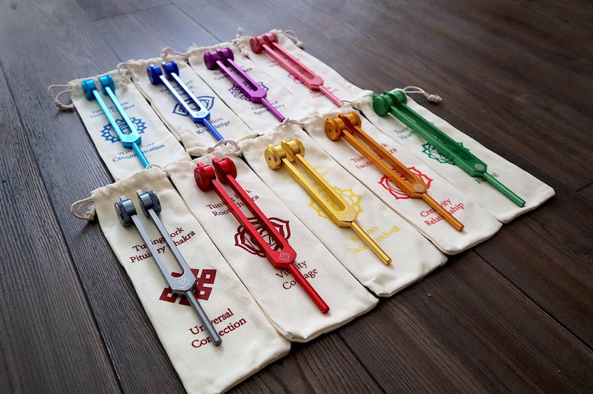 RV Medics' Professionally Tuned .25 Secret Solfeggio and 10pc Crystal Massage Attenuator Handle Set - Classic 9pc Set